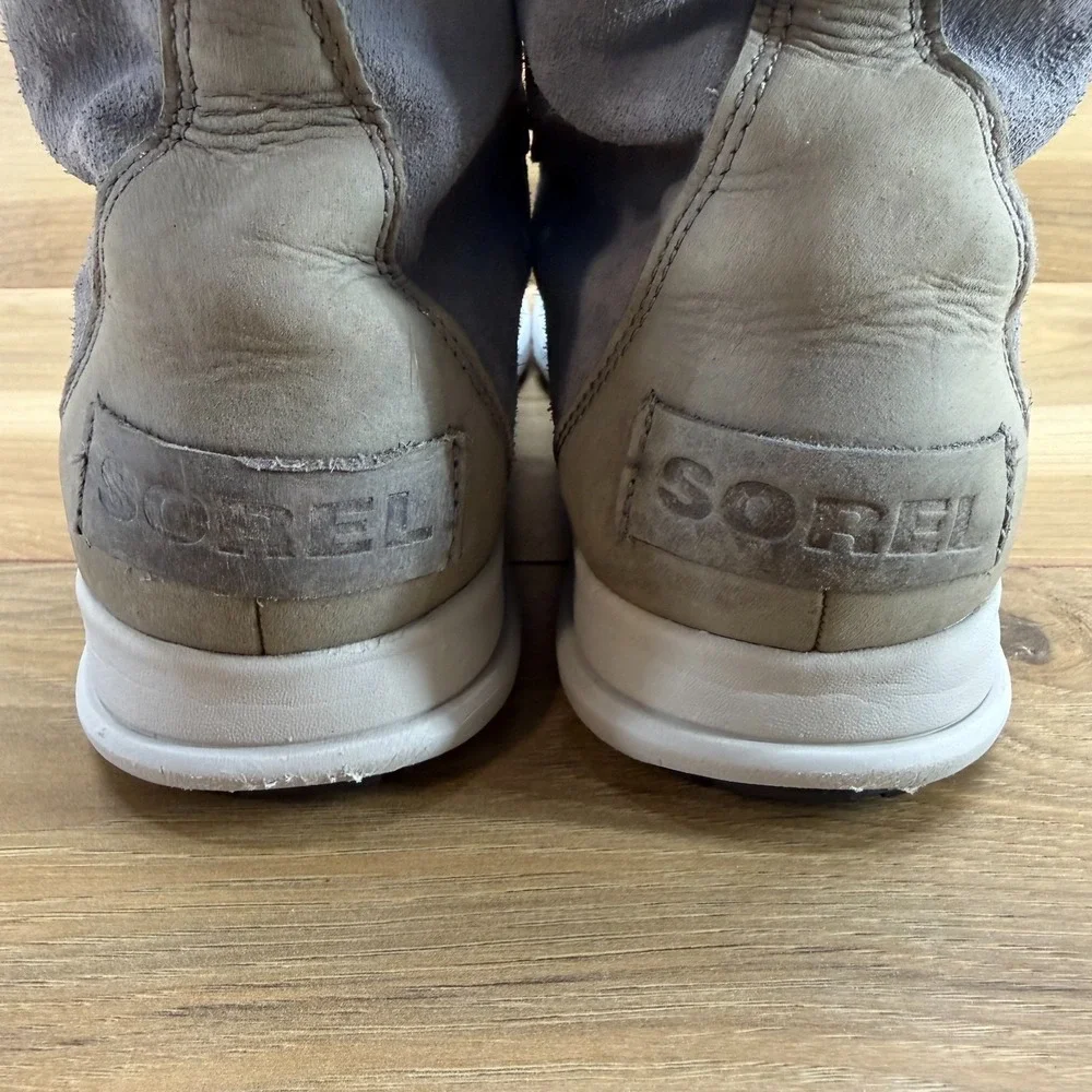 SOREL Explorer Joan Boots Womens‎ 10 Gray Suede Waterproof Faux Fur